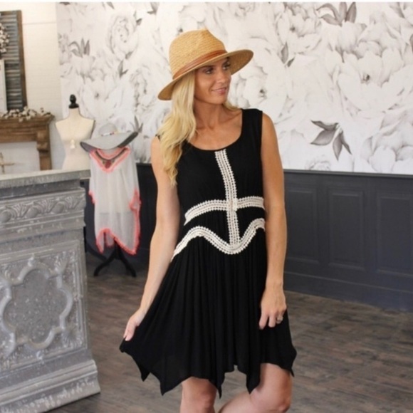 BLACK Lace Detailed Handkerchief Dress - Picture 1 of 3